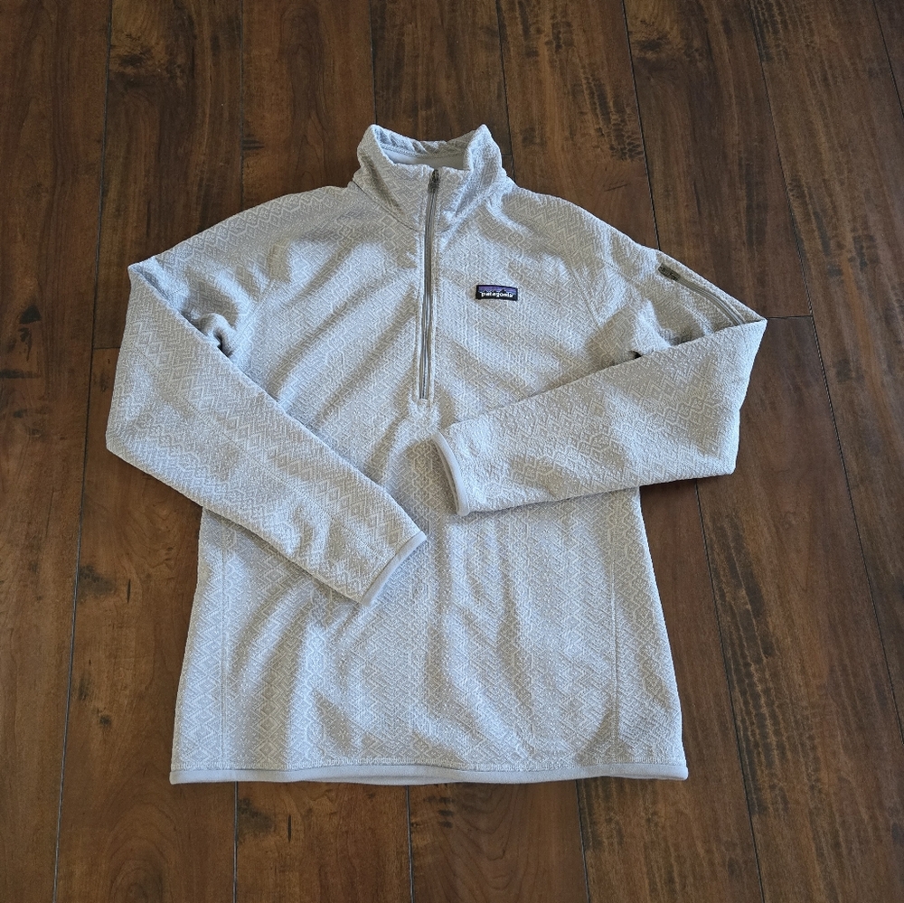 Patagonia Womens Better Sweater Jacket Zip Frozen Jaquard Salt Grey 1/4 Sz L - Picture 5 of 12